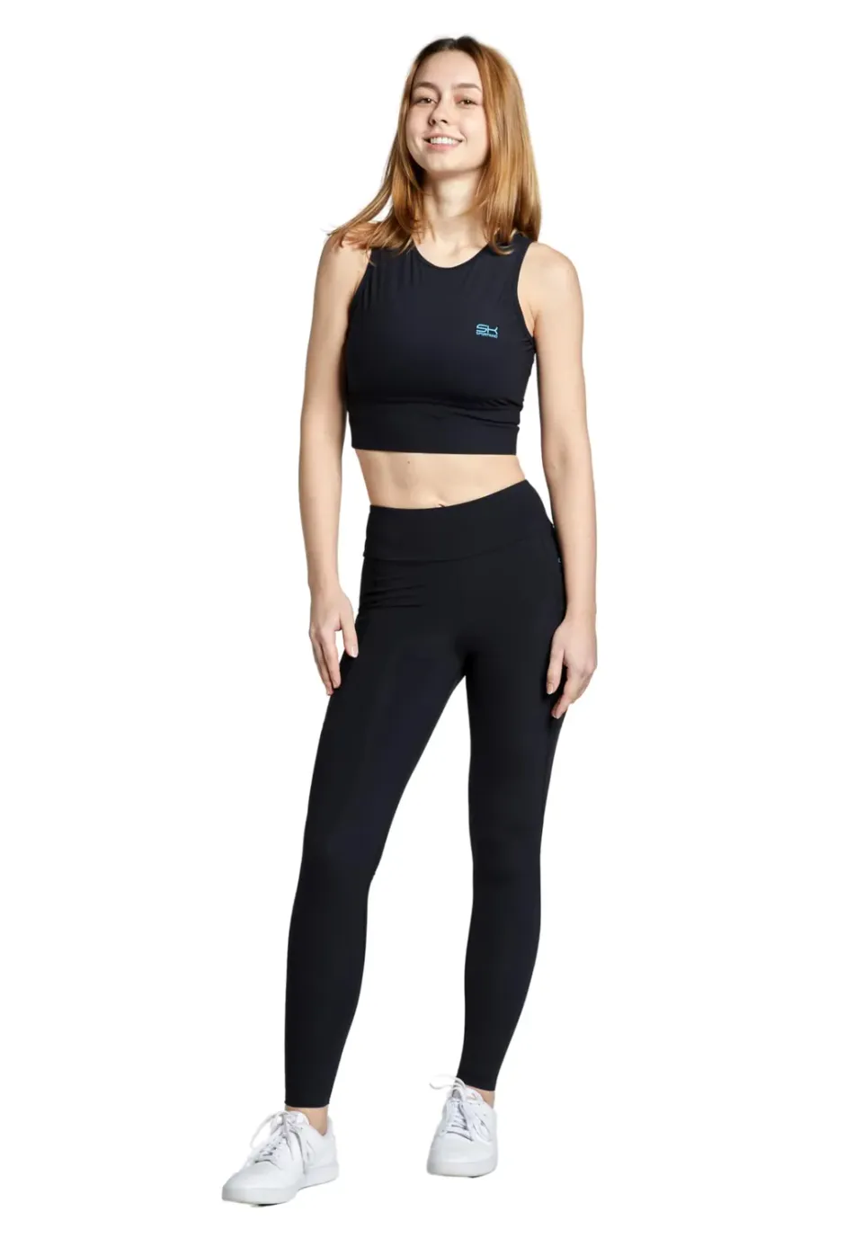 Sportkind High Waist Fitness Leggings mit Taschen XL blickdicht
