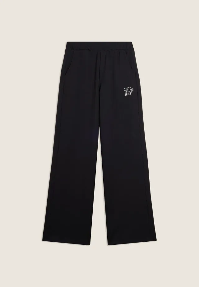 Freddy MST Wide Leg Sporthose Damen Schwarz French Terry