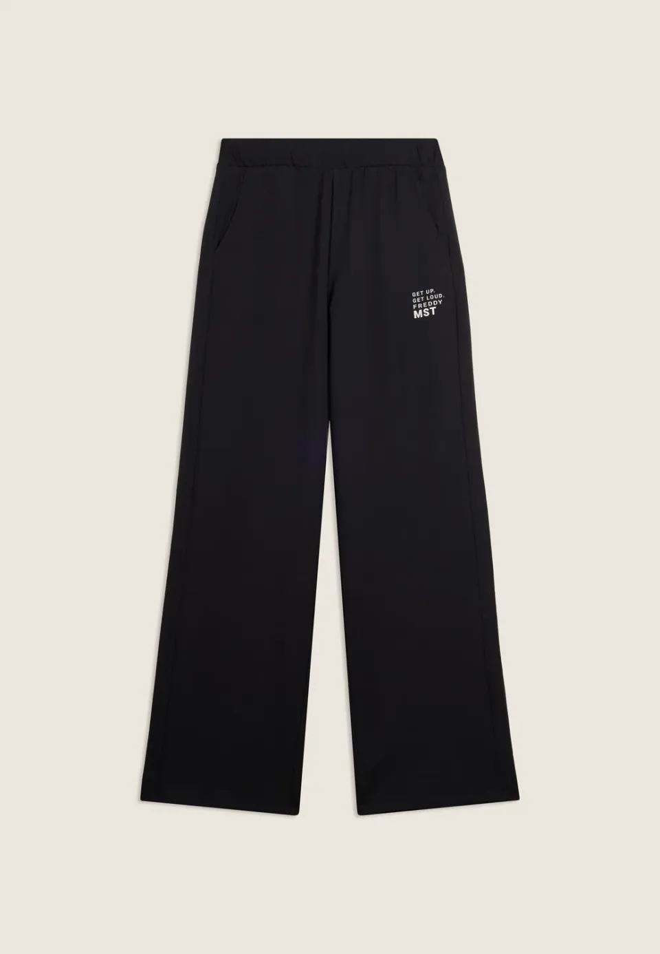 Freddy MST Wide Leg Sporthose Damen Schwarz French Terry