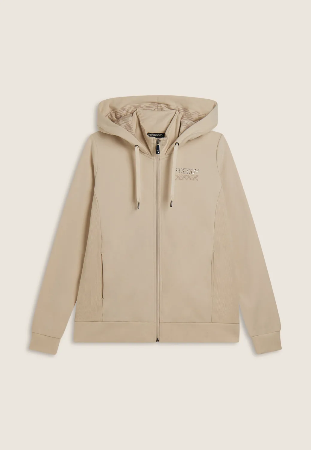 Freddy Kapuzenjacke Schwarz Full-Zip Rippstrick