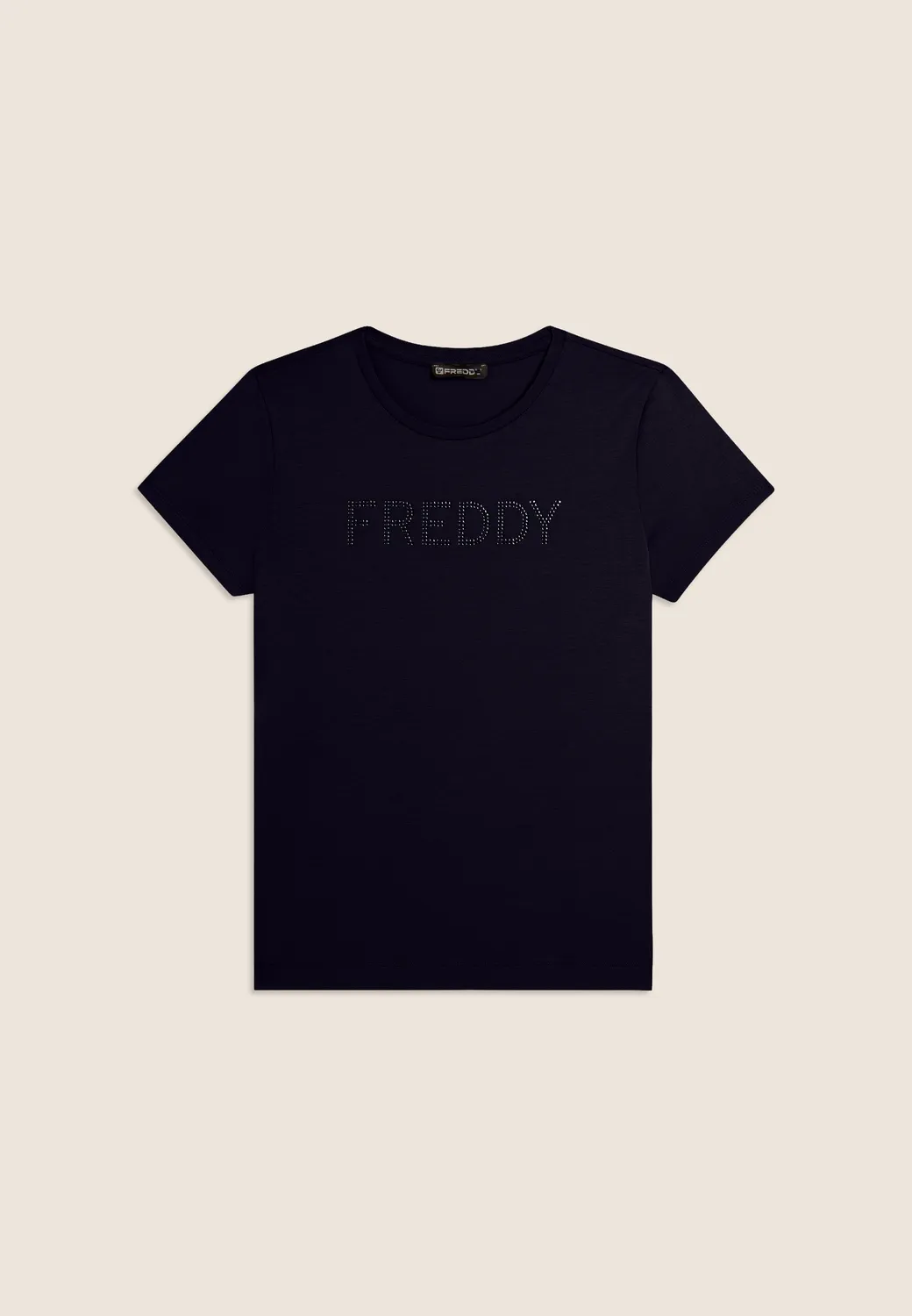 Freddy T-Shirt Kurzarm Strass Schwarz Baumwolle