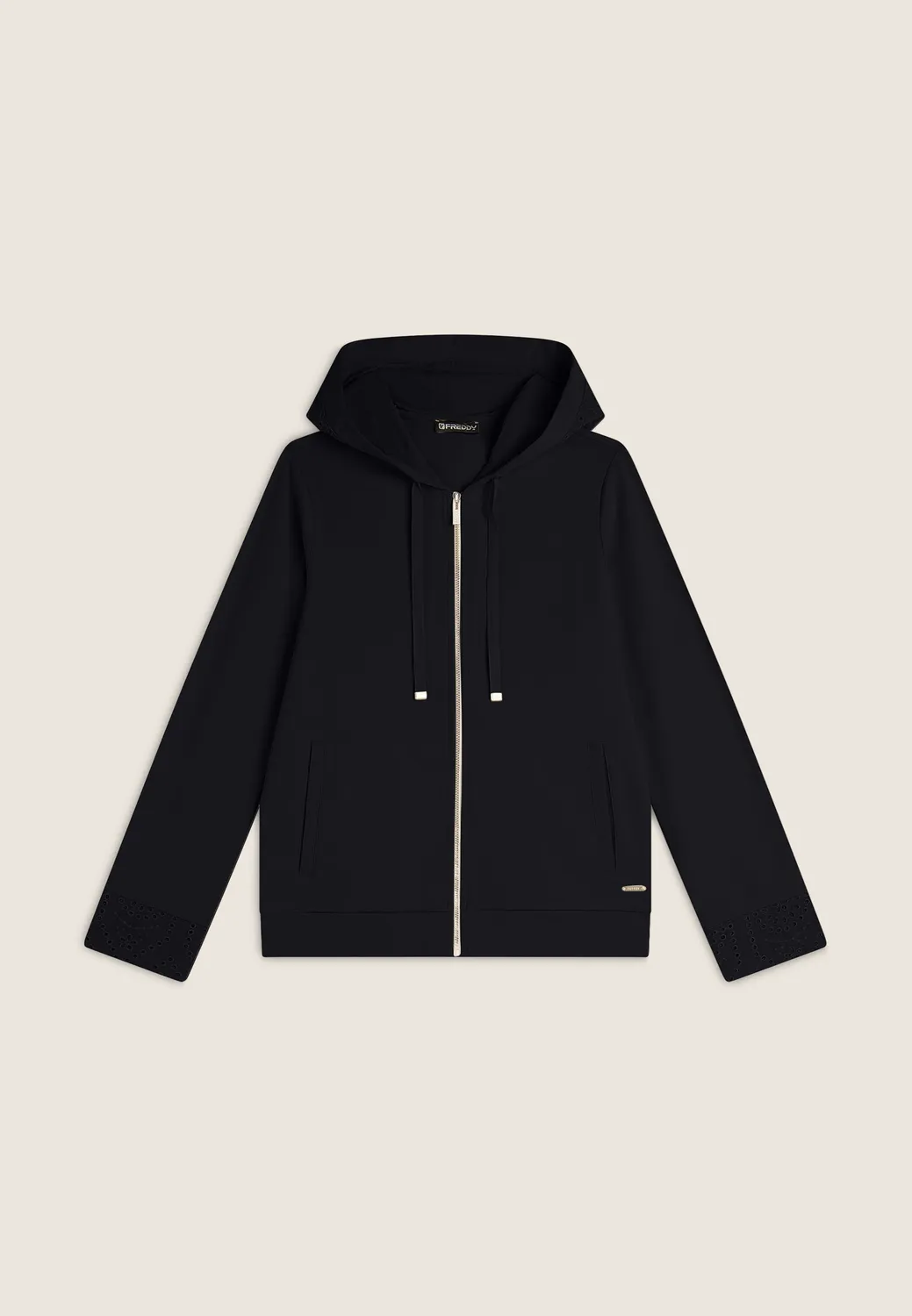 Freddy Damen Hoodie Schwarz Stickerei Regular Fit