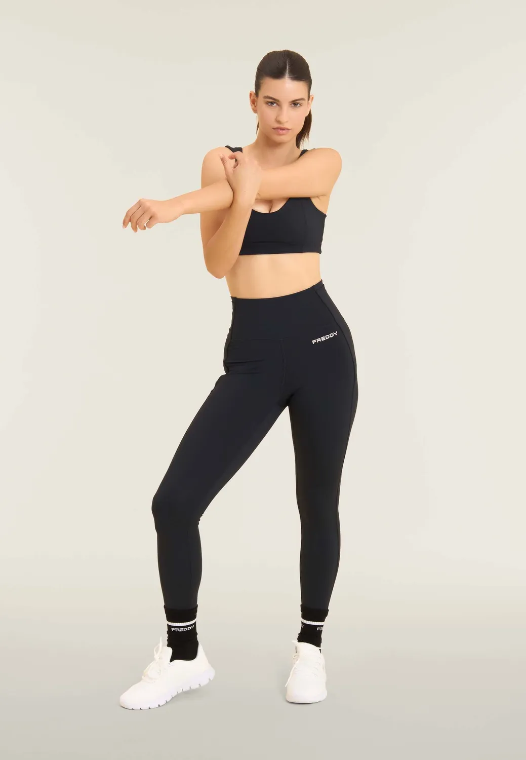 Freddy 7/8 Leggings Damen Nero mit Taschen blickdicht