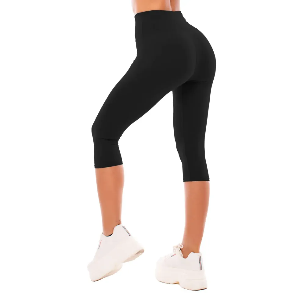 SINOPHANT 3/4 Leggings High Waist blickdicht Schwarz