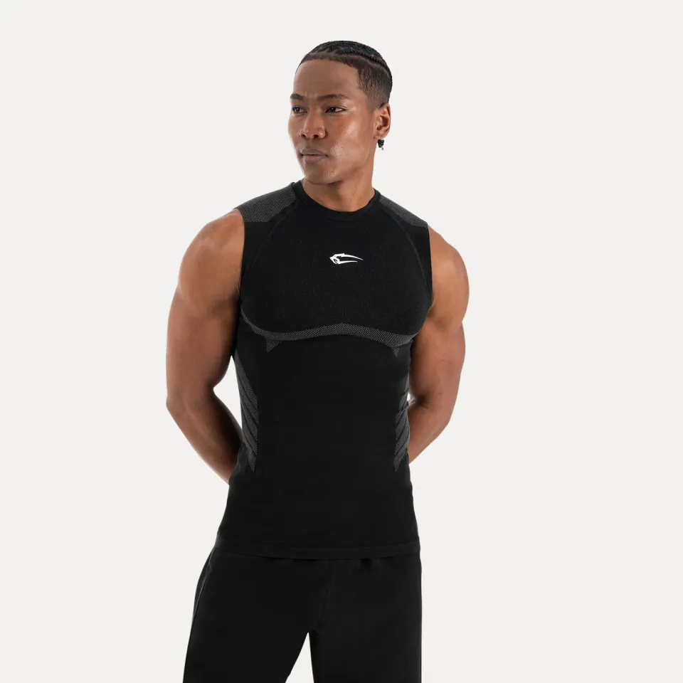 Smilodox Carnos Tank Top Herren Schwarz Kompression Seamless