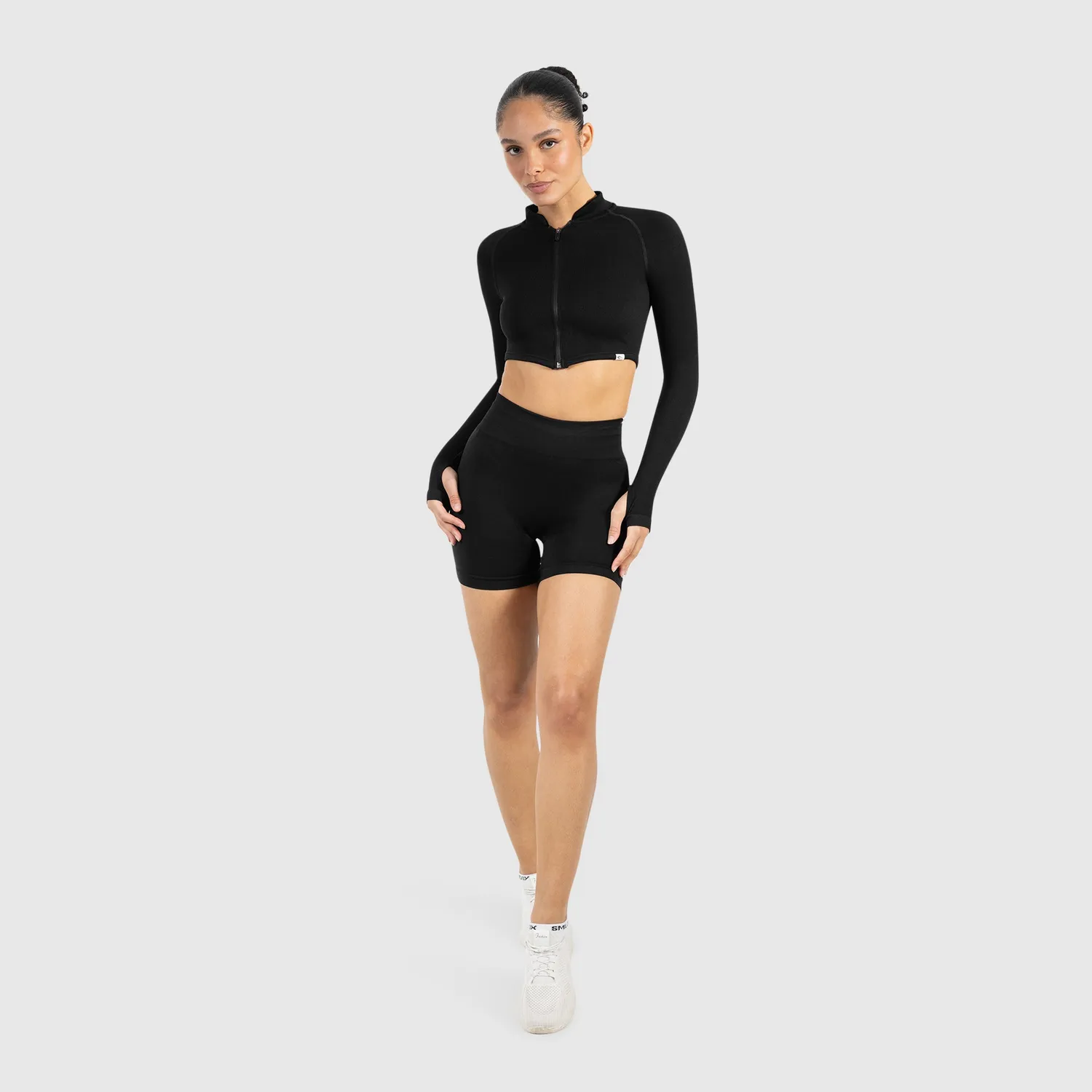 Smilodox Harly Crop Jacke Schwarz Slim-Fit