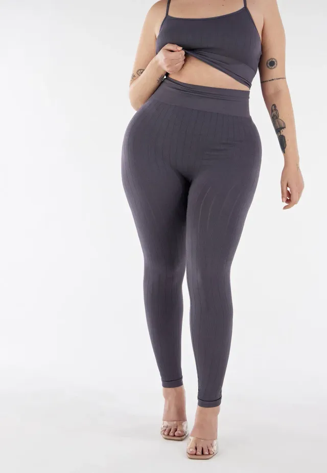 Freddy Slim Fit Leggings Blackened Pearl hoher Bund blickdicht
