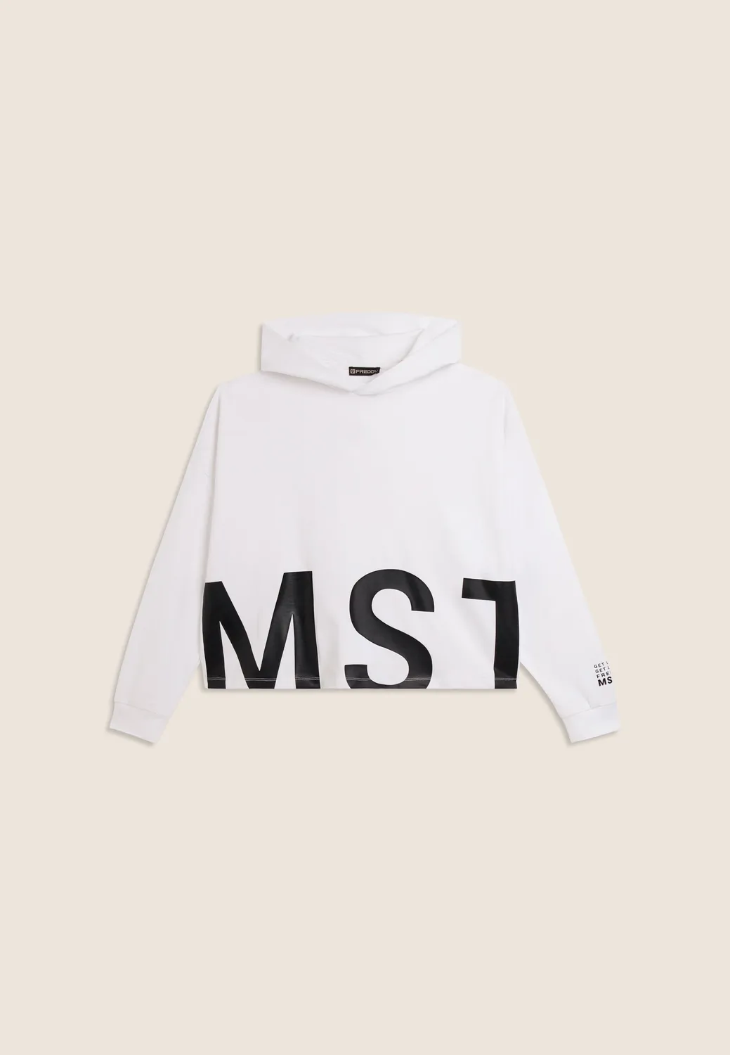 Freddy MST Cropped Hoodie schwarz weiter Bund