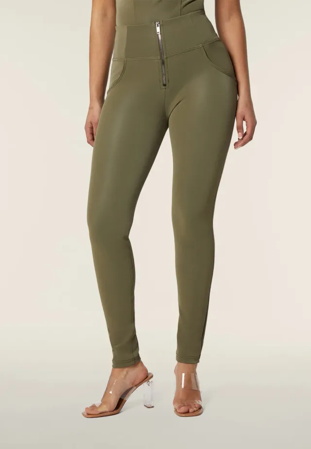 Freddy WR.UP High Waist Kunstleder Leggings Nero glänzend