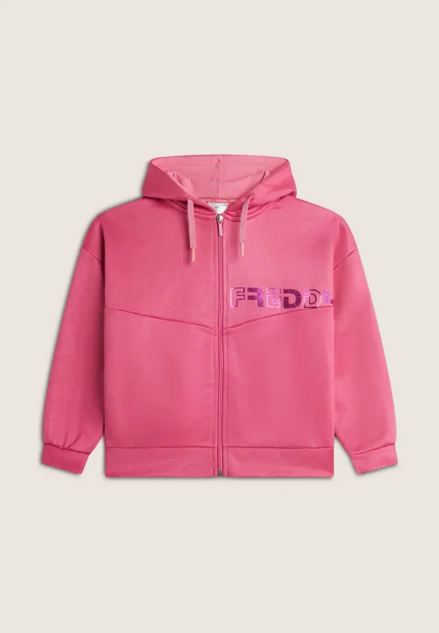 Freddy Zip-Hoodie Mädchen rosa Glitzer