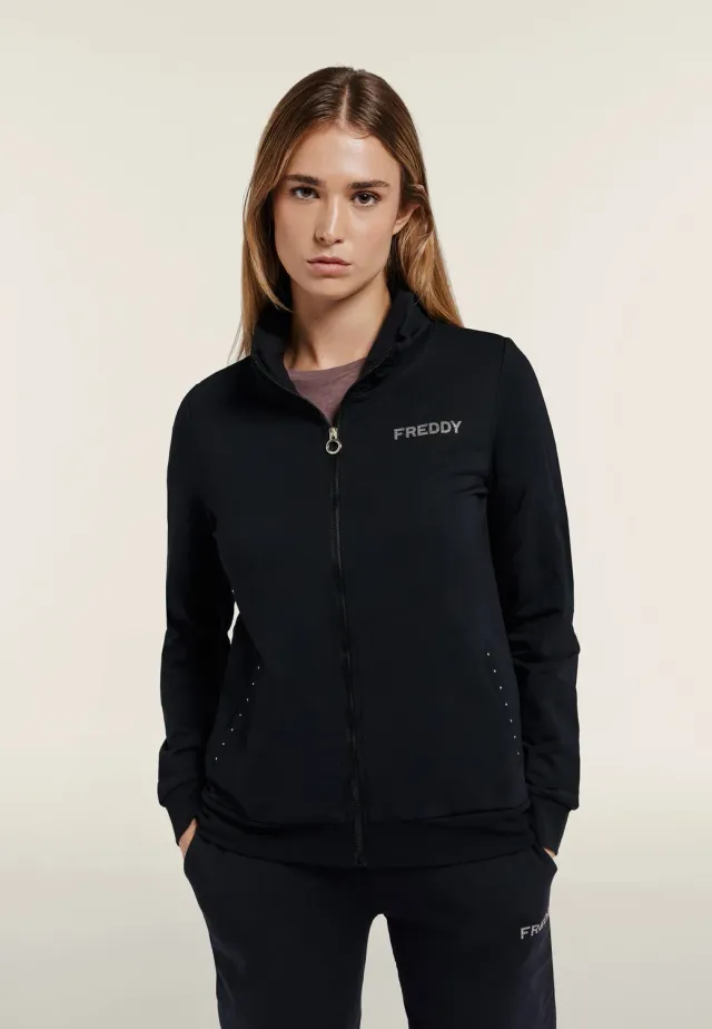 Freddy Sweatjacke Damen Regular Stehkragen Falcon Brown