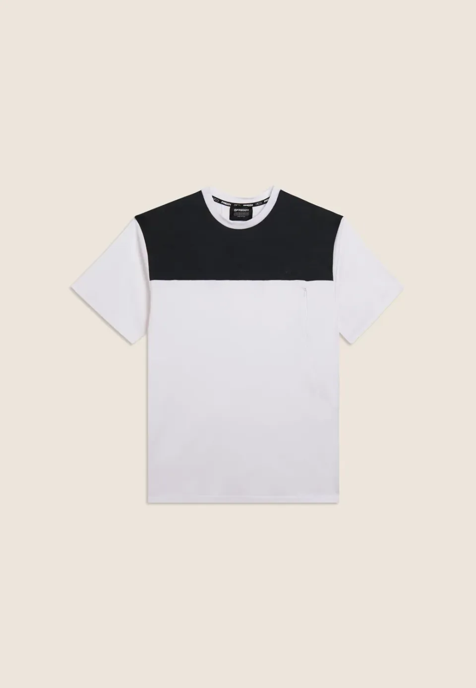 Freddy T-Shirt Weiß Print Reissverschlusstasche Baumwolle