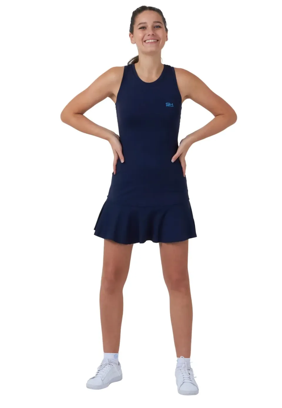 SPORTKIND Performance Tenniskleid Navy Blau UV-Schutz