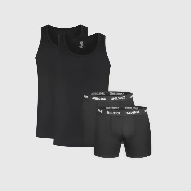 Smilodox Modal Boxershorts Unterhemd Herren 2er Schwarz