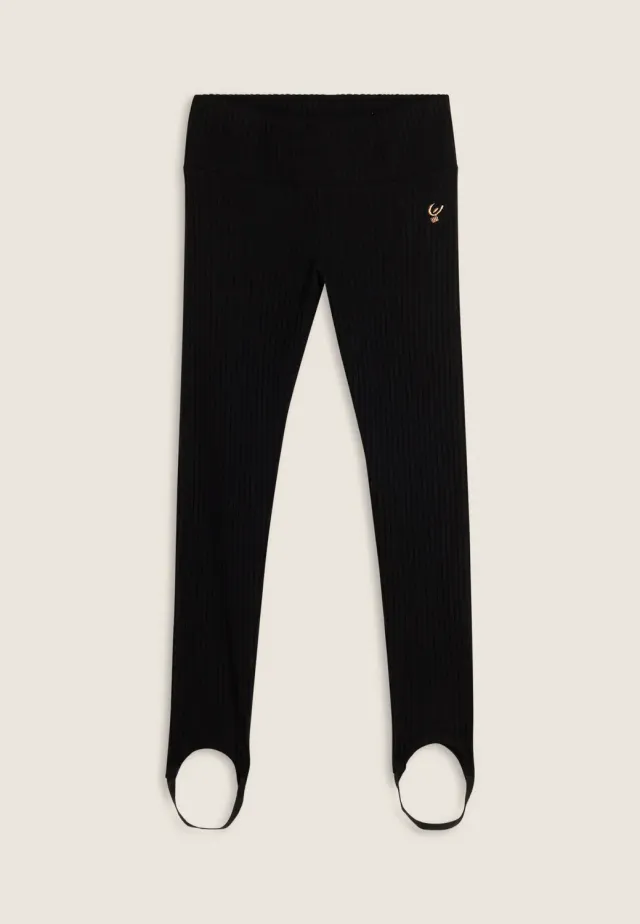 Freddy Mädchen Leggings Ripp Schwarz mit Steg Viskose