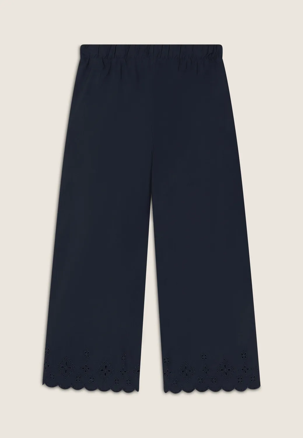 Freddy Wide Leg Hose Damen Baumwolle mit Stickerei 7/8
