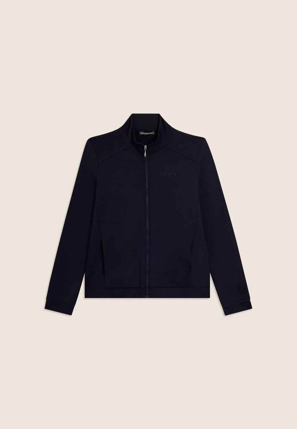 Freddy Zip Sweatjacke Strass Dunkelblau blickdicht