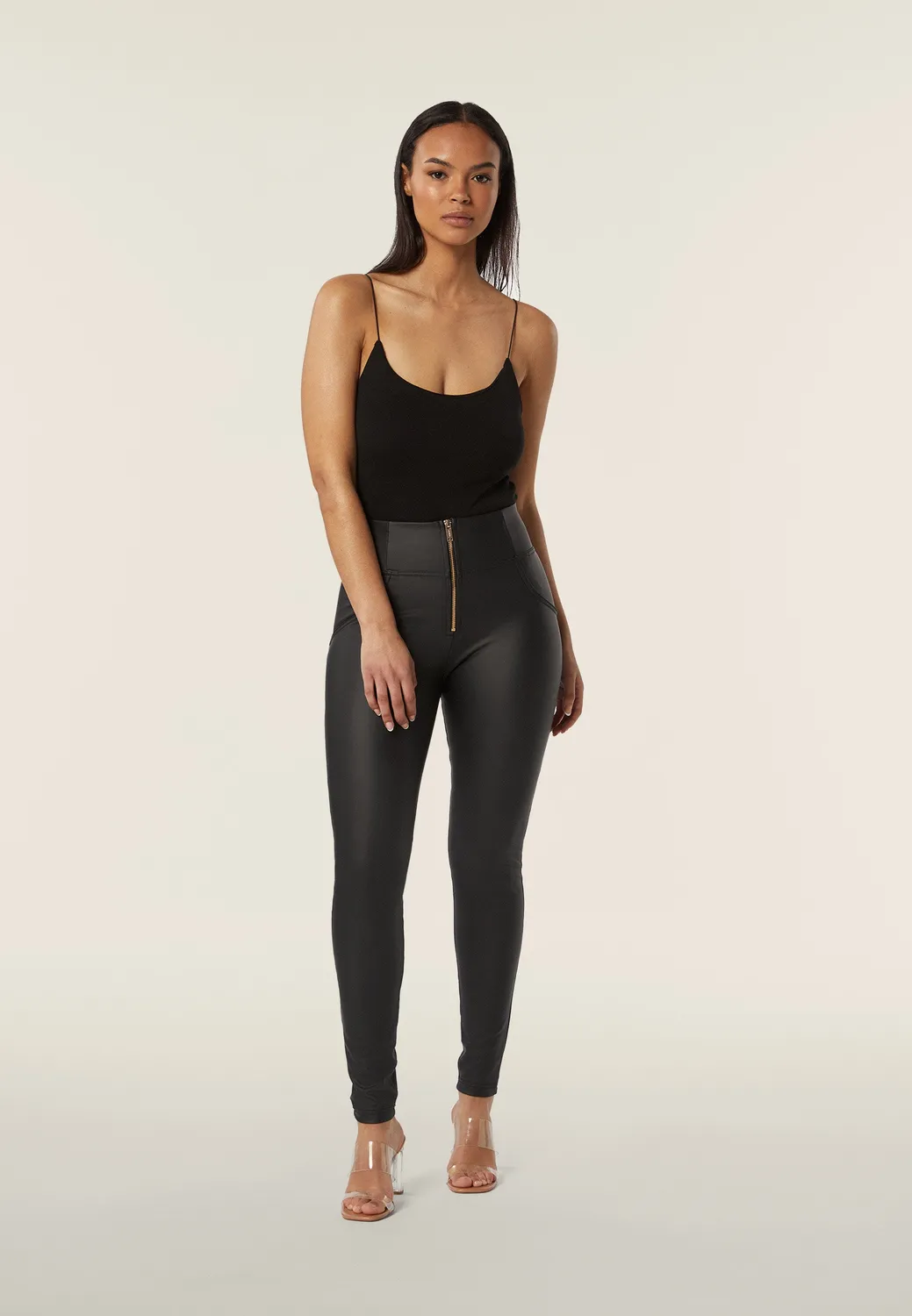 Freddy WR.UP Leggings Kunstleder Schwarz High Waist