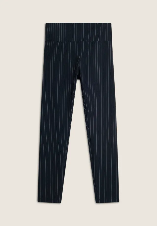 Freddy 7/8 Leggings Damen Navy Hoher Bund Nadelstreif