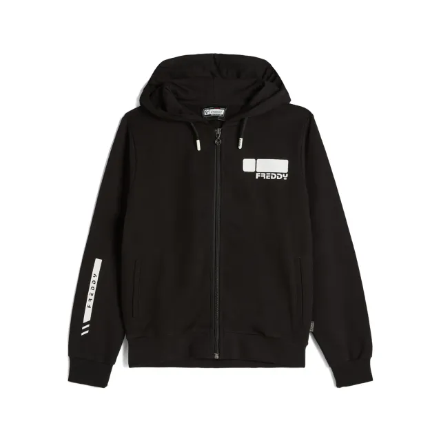 Freddy Full-Zip Hoodie Kinder Baumwolle Schwarz mit Kapuze