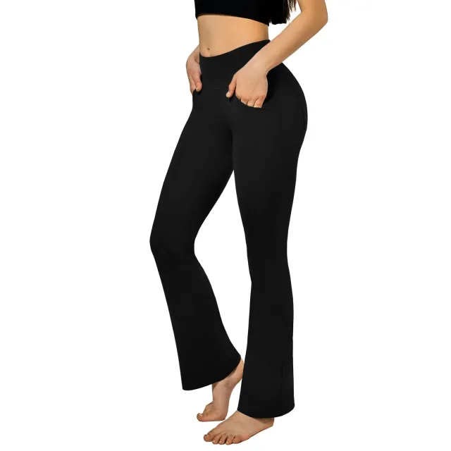 SINOPHANT Yogahose Flared High Waist Schwarz mit Taschen