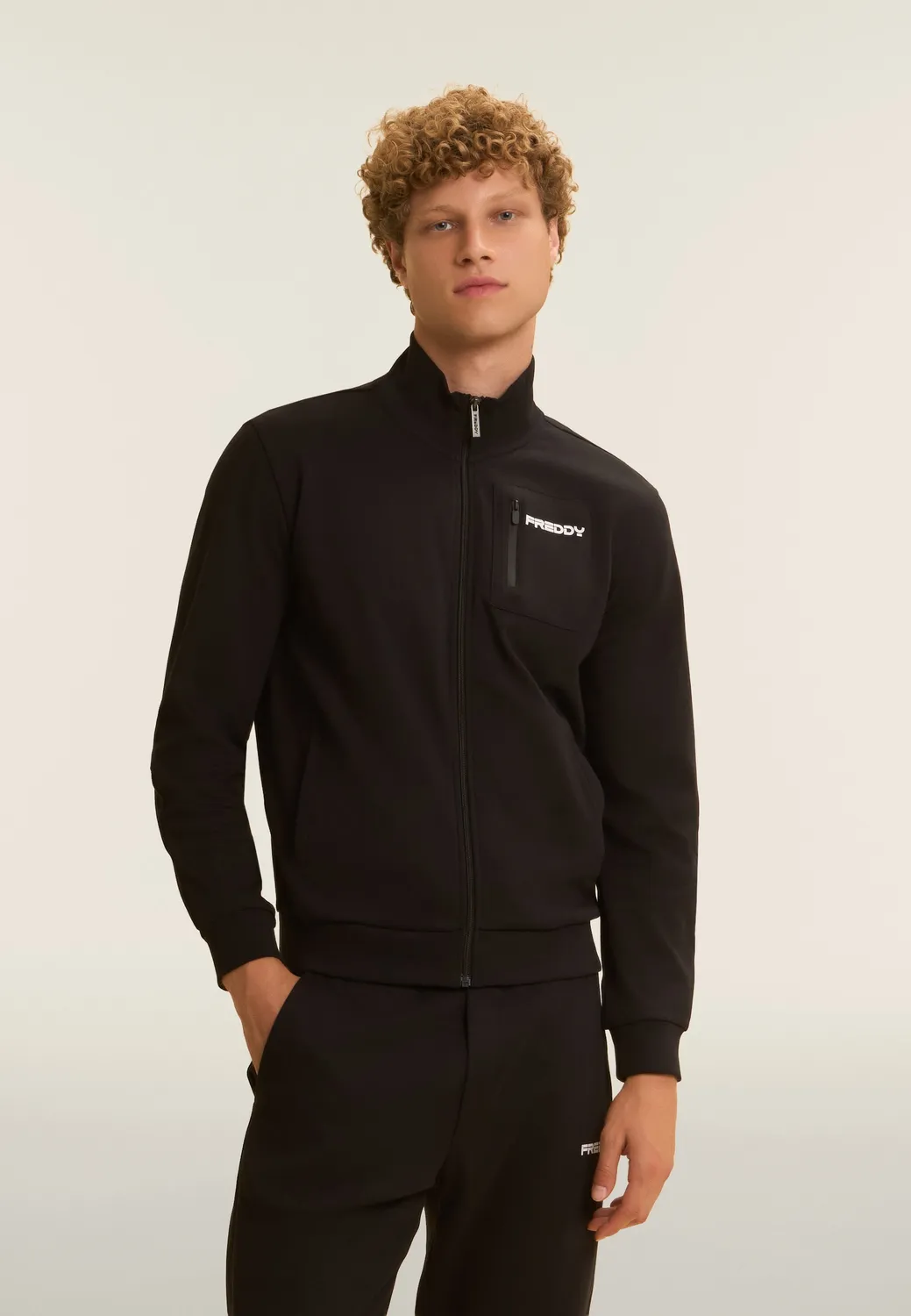 Freddy Herren Trainingsanzug Full-Zip Interlock blau Baumwolle