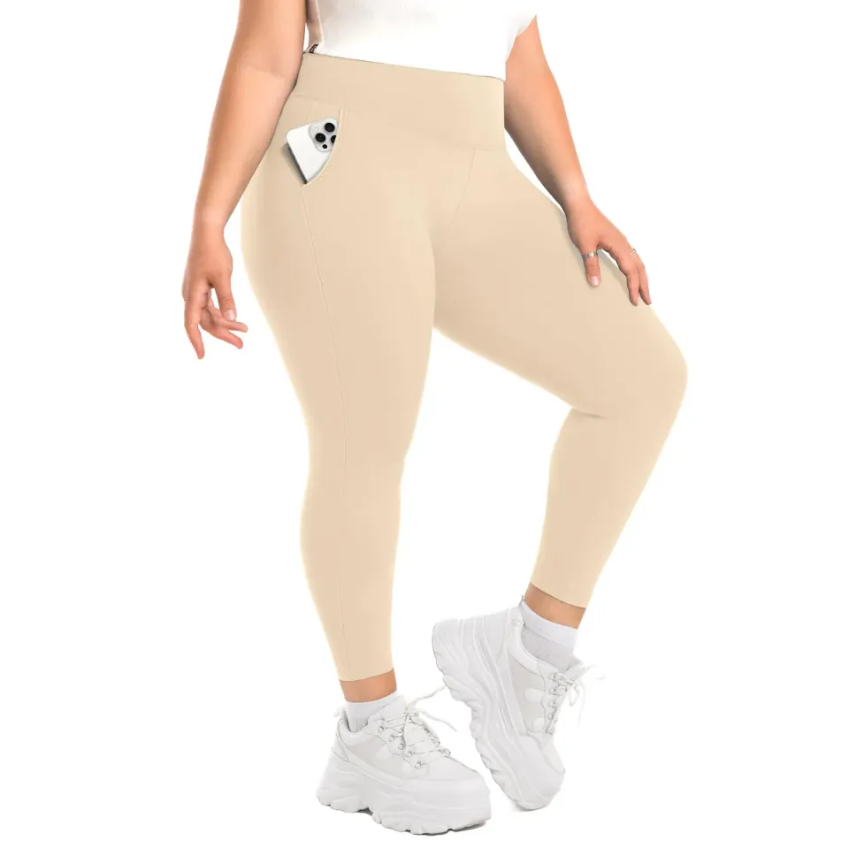 SINOPHANT High Waist Sportleggings Damen schwarz Taschen