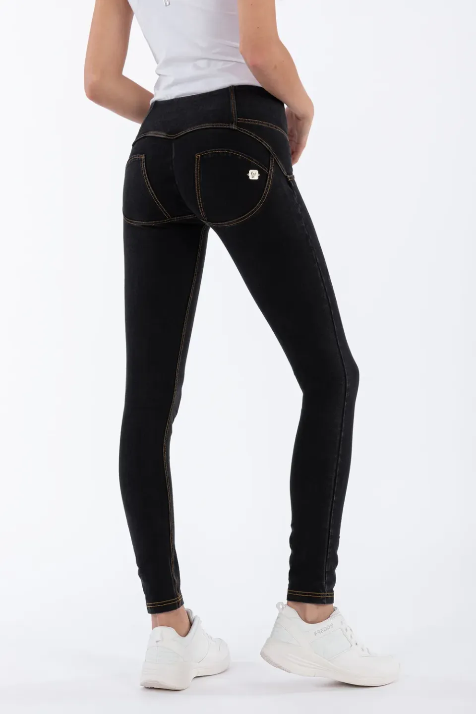 Freddy WR.UP Skinny Mid-Rise Jeans Dunkelblau-Gelb Shaping