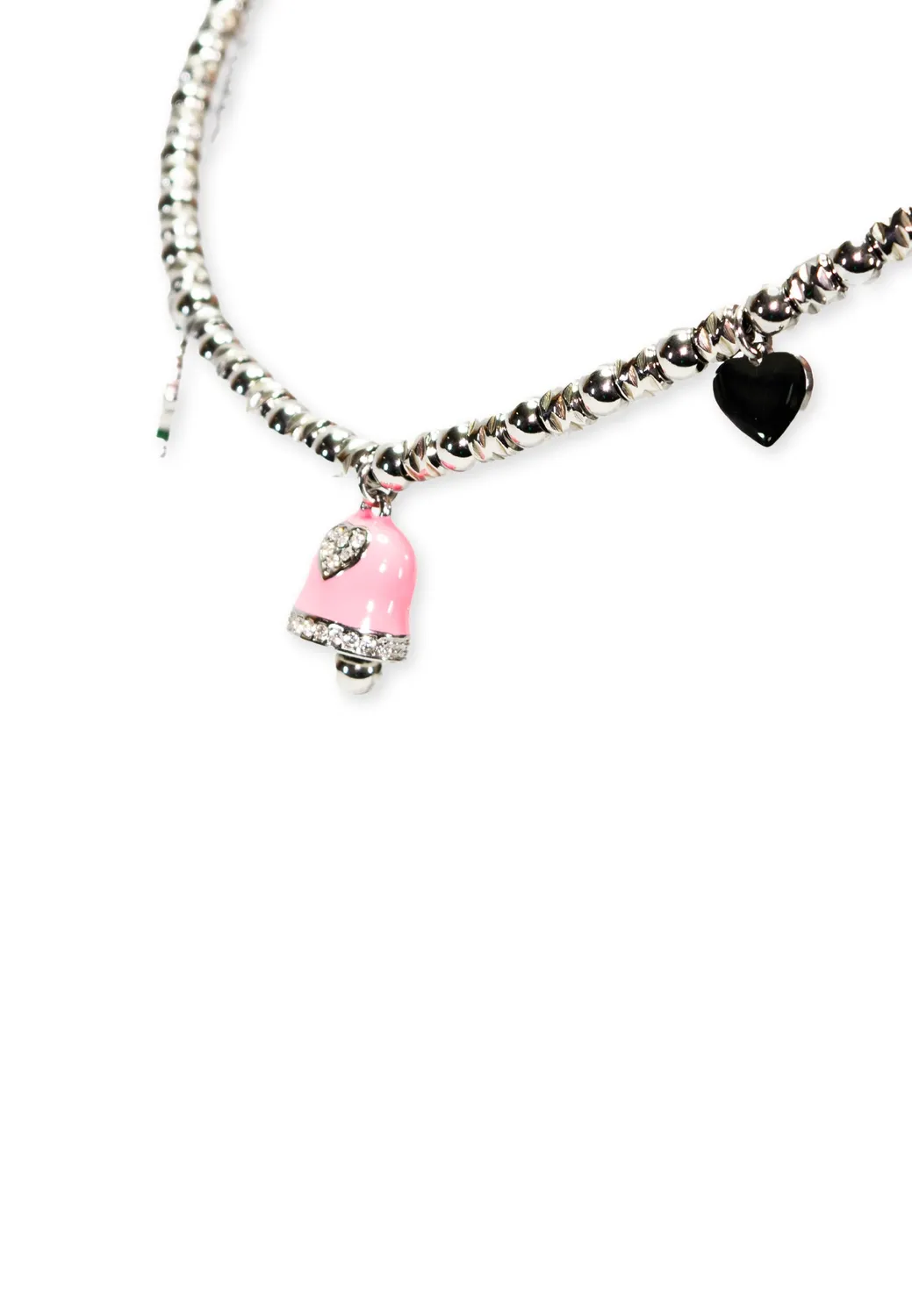 Freddy Charm-Kette Damen Silber Rosa Edelstahl Kugelkette
