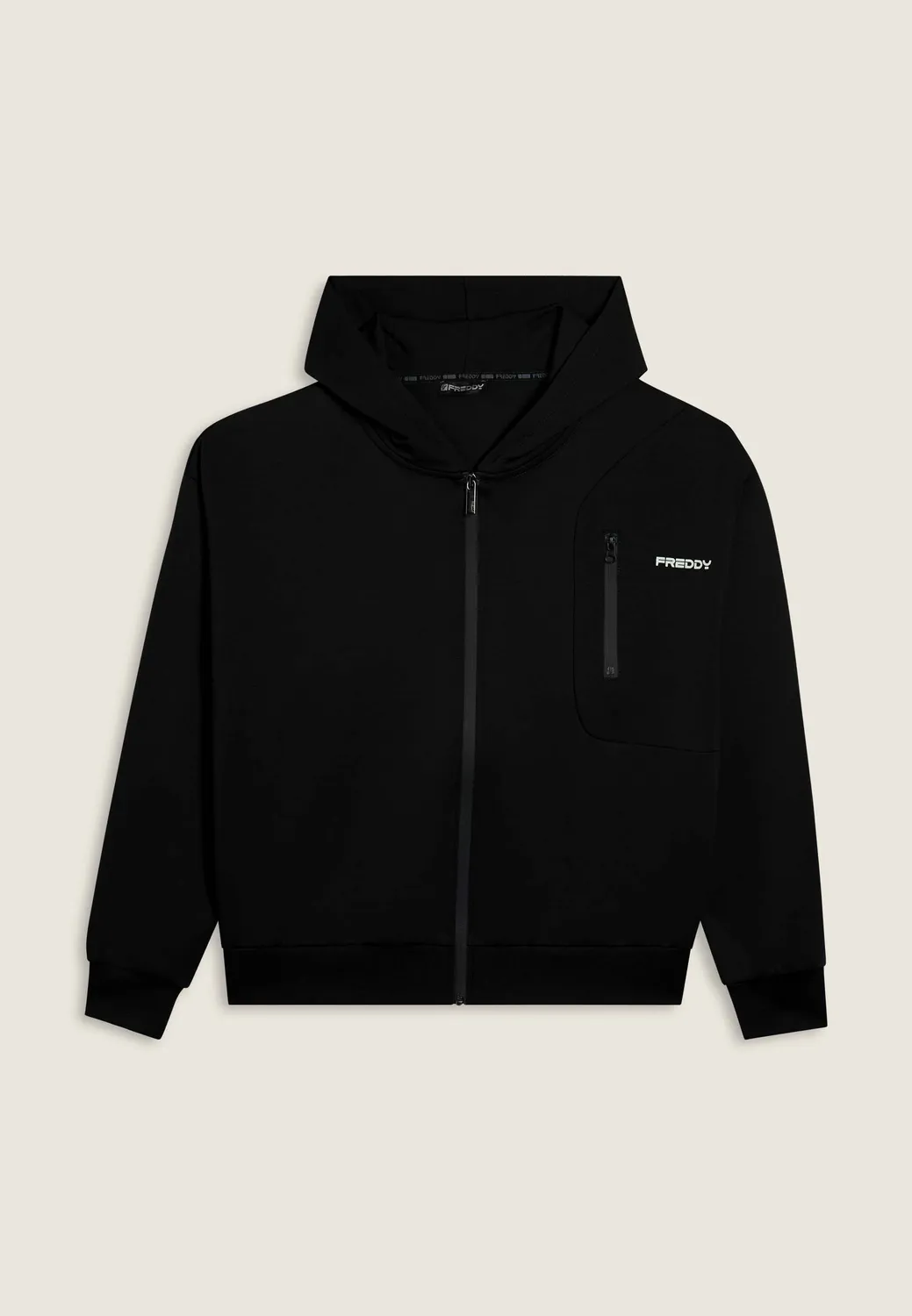 Freddy Full-Zip Hoodie Herren Schwarz Regular Tasche