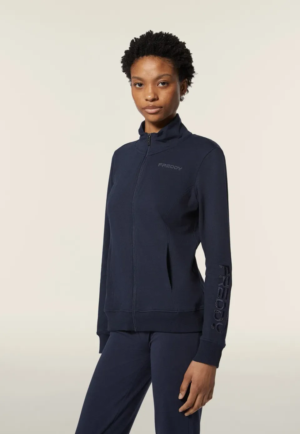 Freddy Sweatjacke Damen Regular Fit schwarz Sticklogo