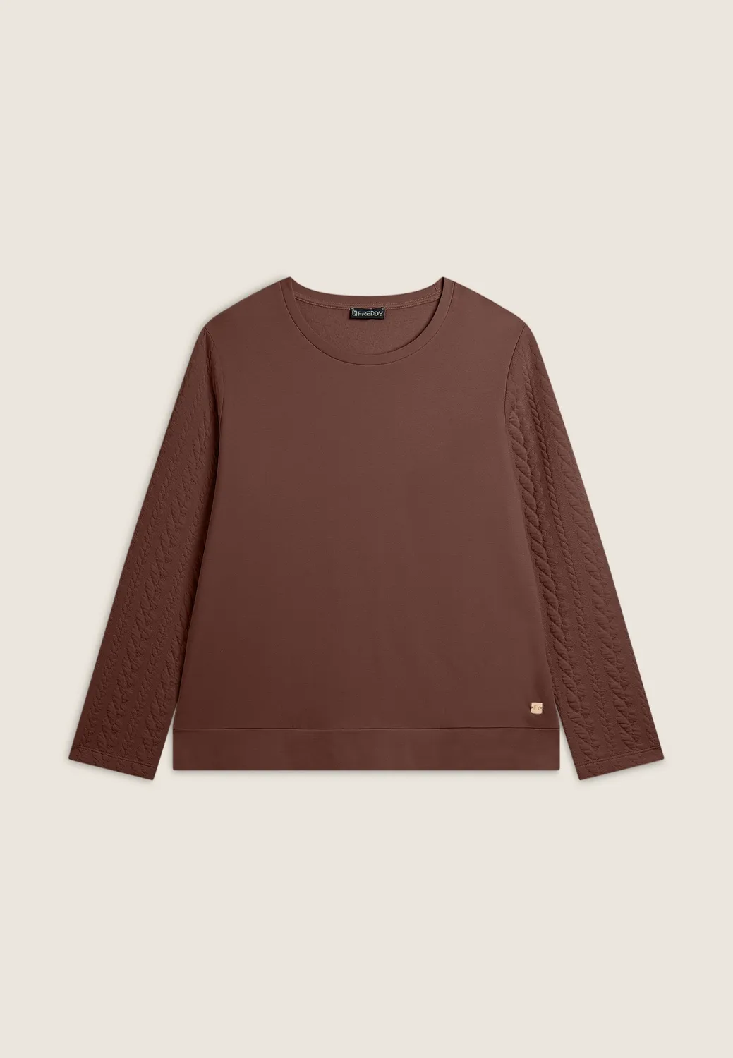 Freddy Sweatshirt Viskose Zopfärmel Schwarz comfort