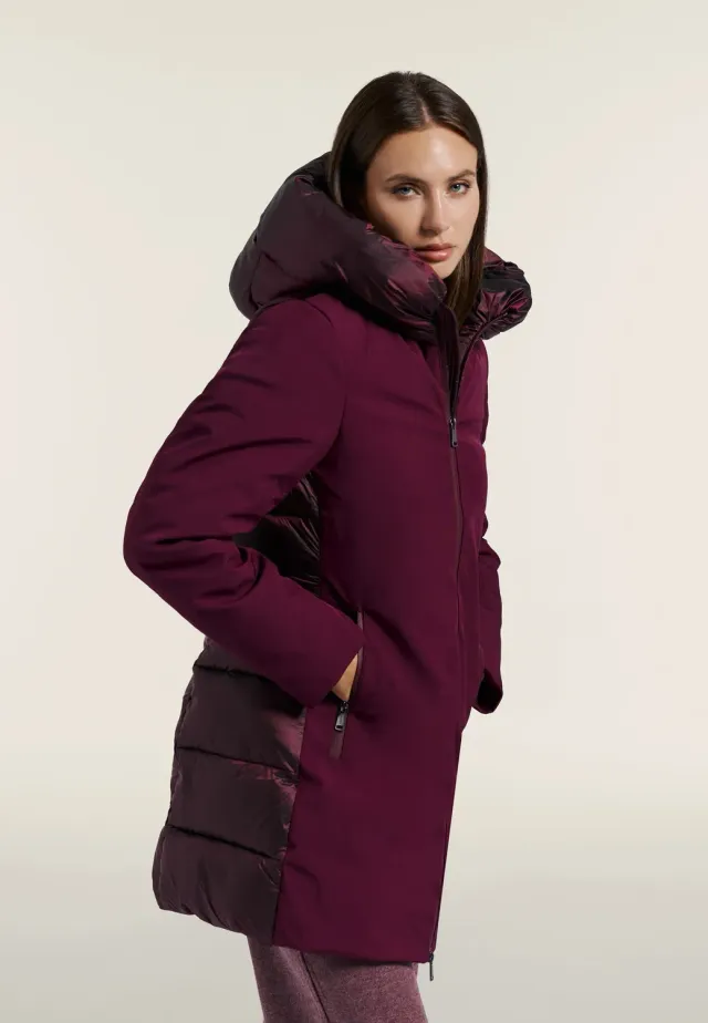 Freddy Softshell Winterjacke Damen mit Kapuze schwarz wattiert