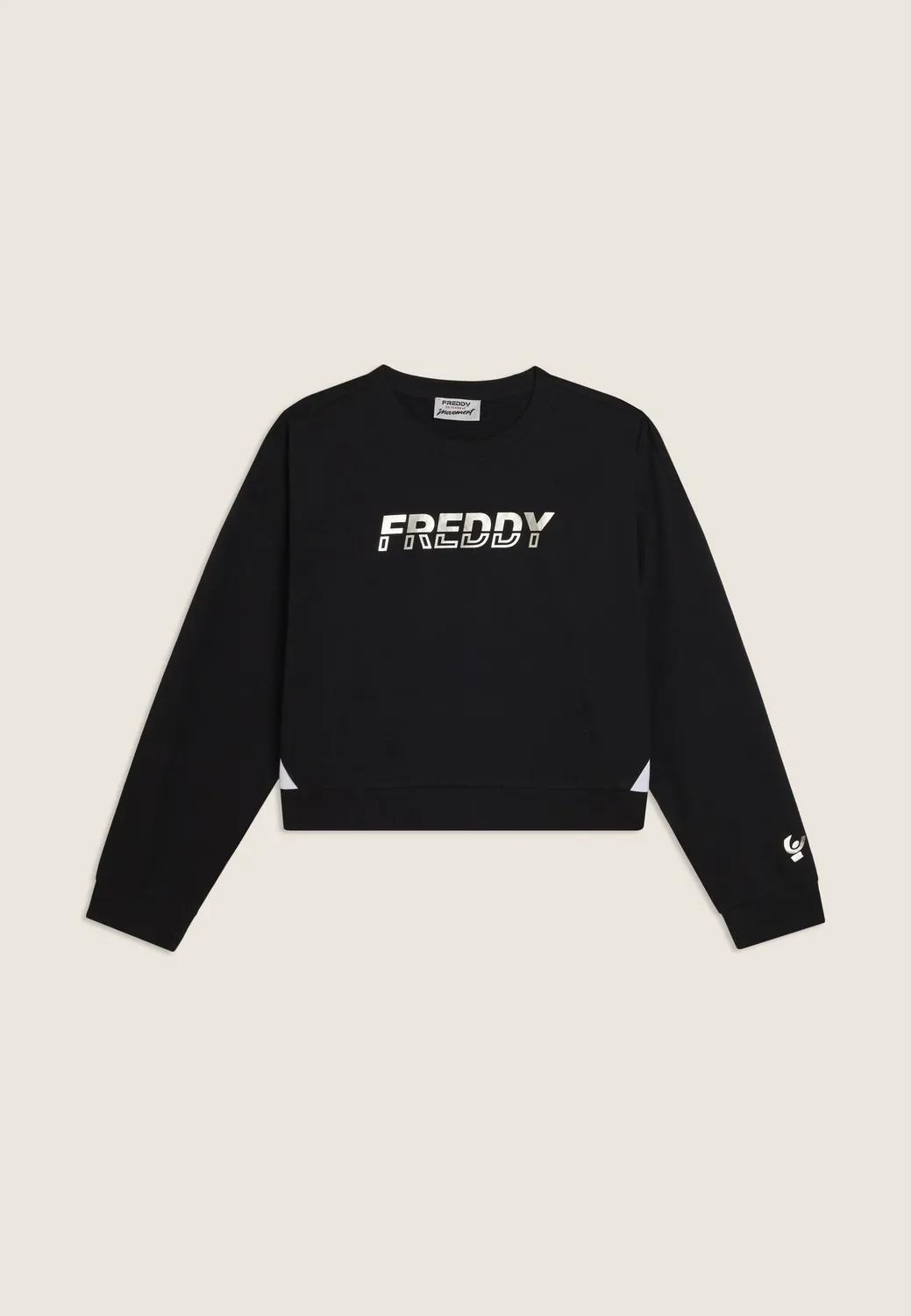 Freddy Sweatshirt Rundhals Schwarz-Weiß bequem
