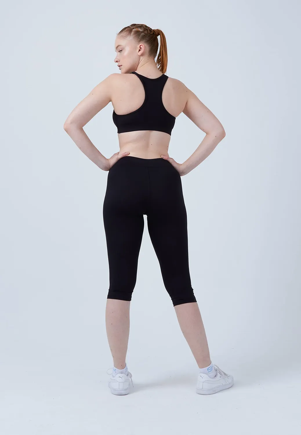SPORTKIND 3/4 Capri Leggings Mid Waist schwarz blickdicht