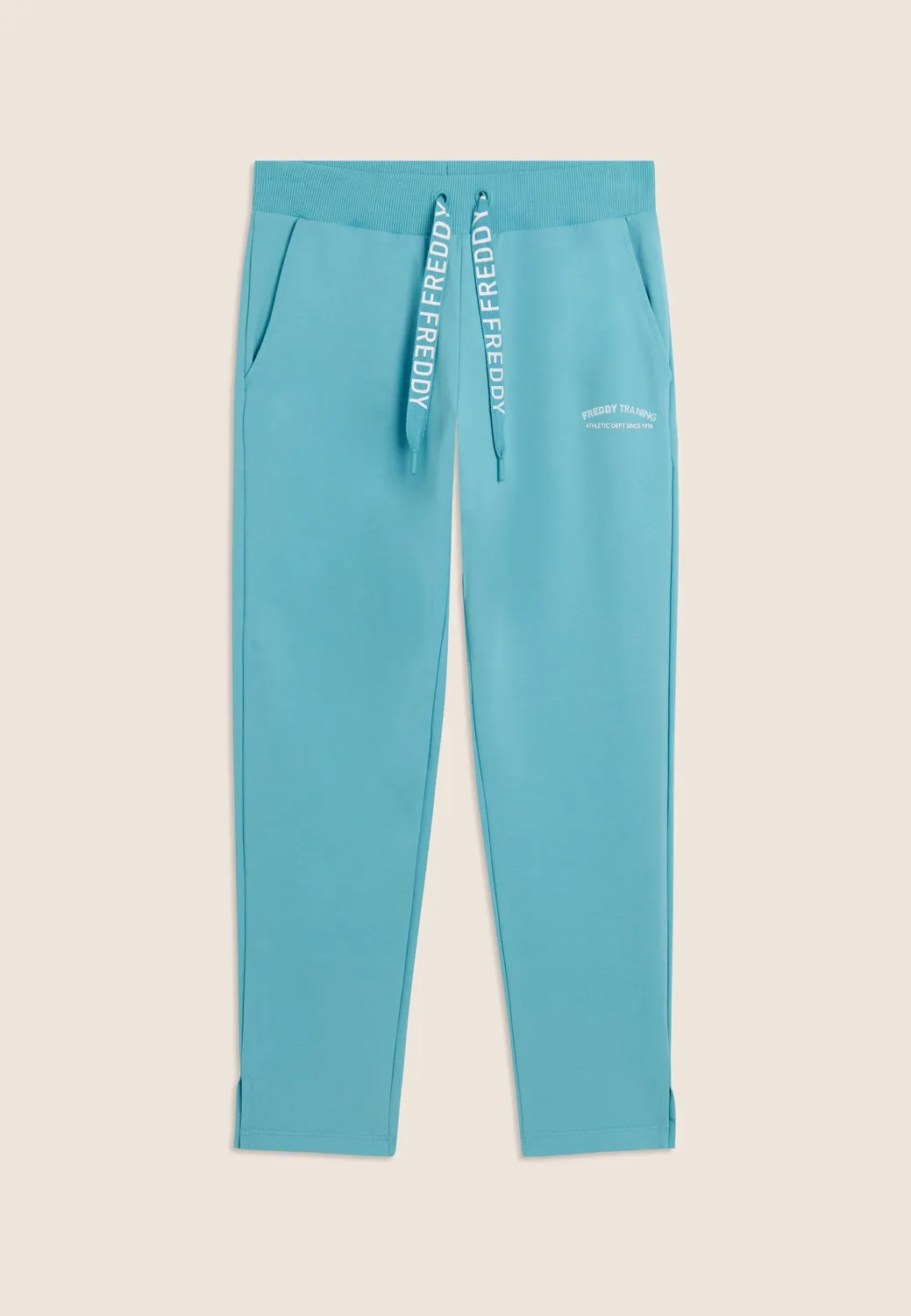Freddy 7/8 Sporthose Schlitz Schwarz French Terry