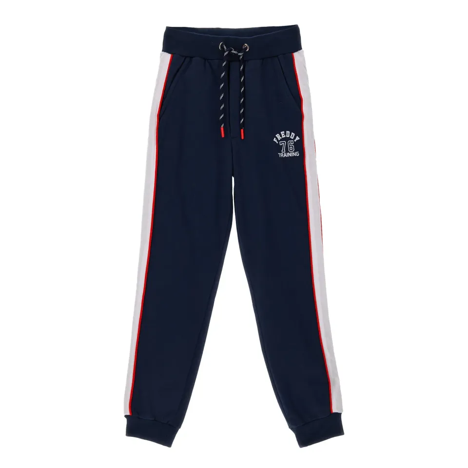 Freddy Kinder Jogginghose Baumwolle Blau Seitenstreifen
