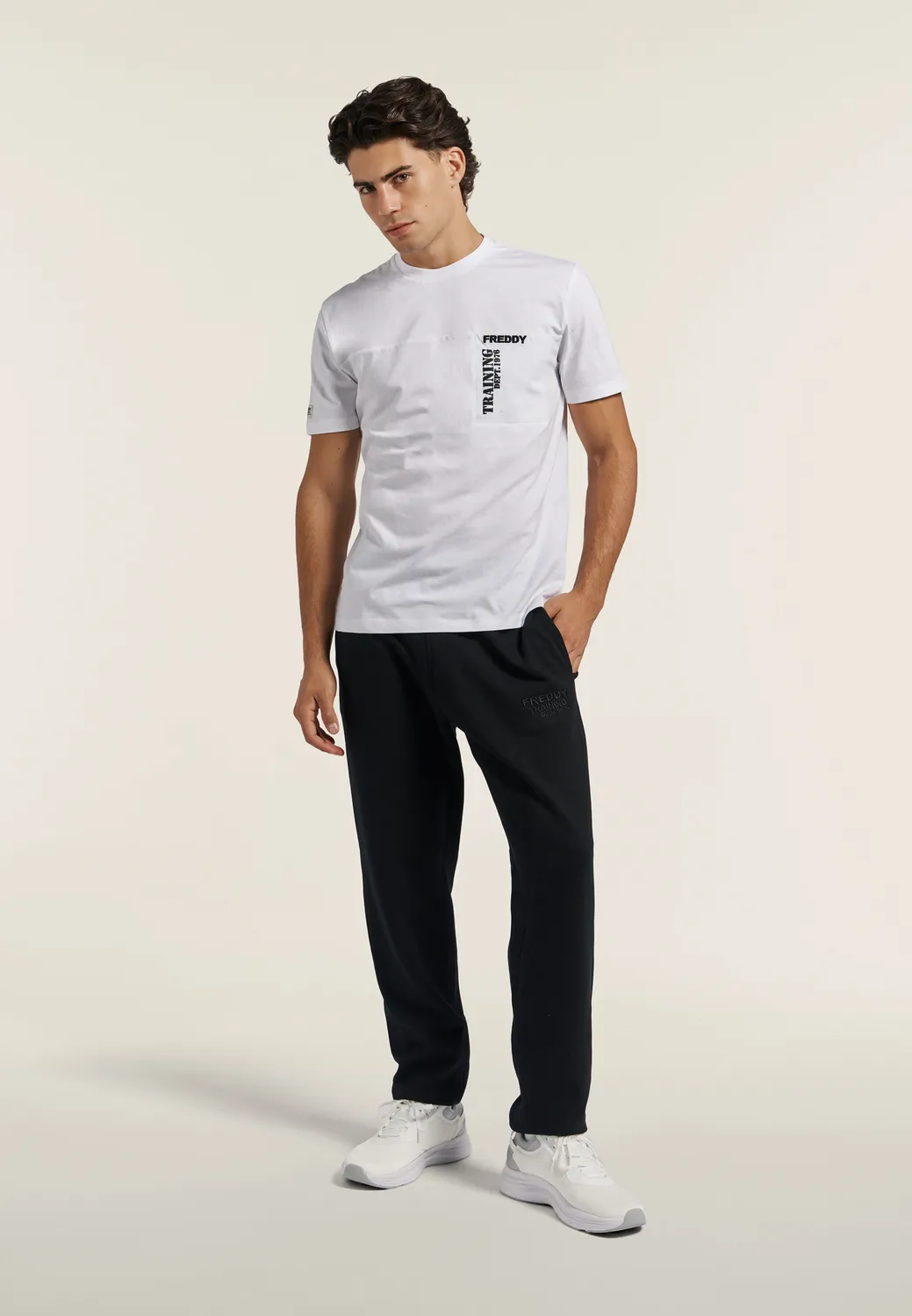 Freddy T-Shirt Herren Baumwolle Schwarz Stickerei