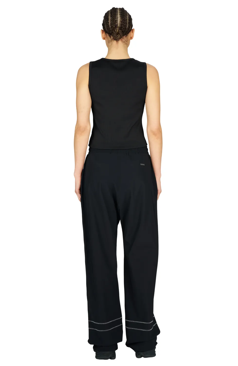 UNNA Rib Tank Lauftop Schwarz gerippt