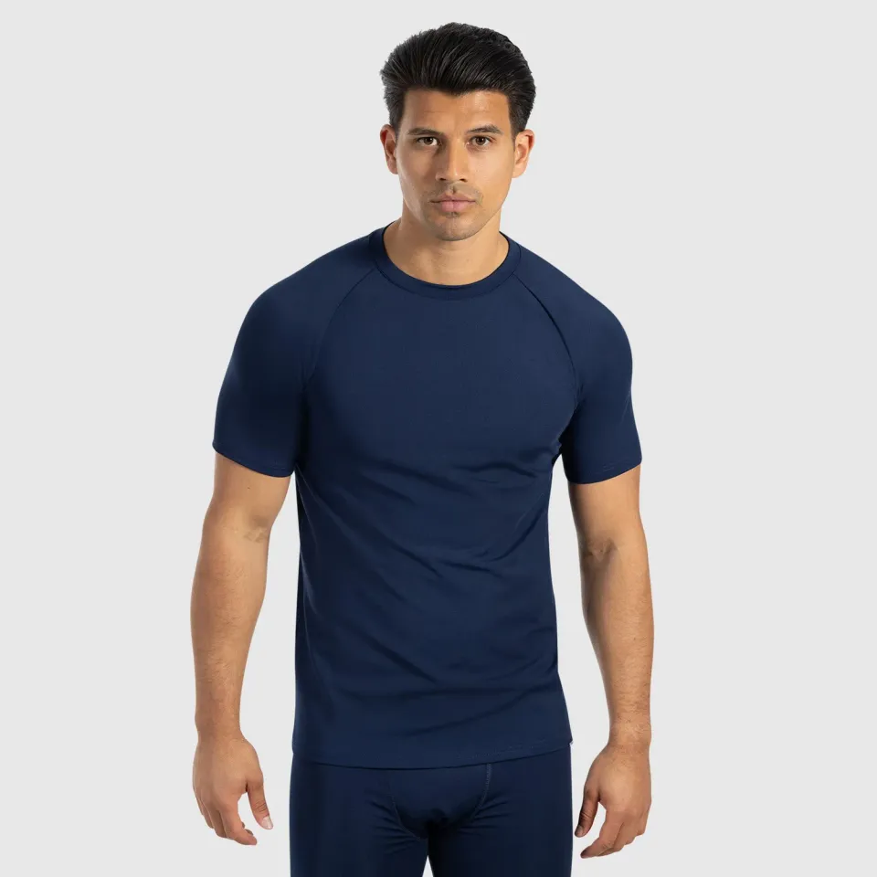 Smilodox Zeyn T-Shirt Herren Marineblau Slim Fit