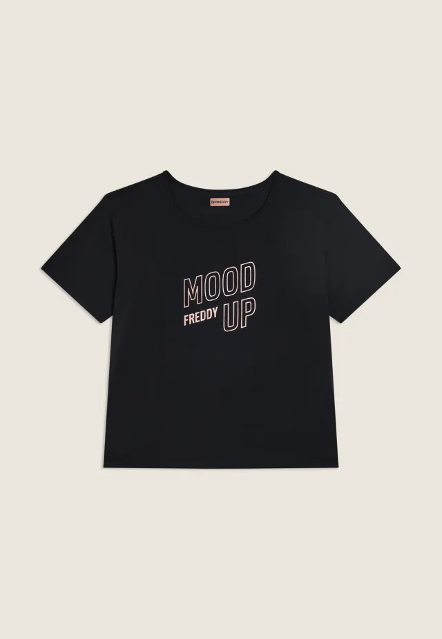 Freddy T-Shirt Cropped Mood Up Damen Schwarz Funktion