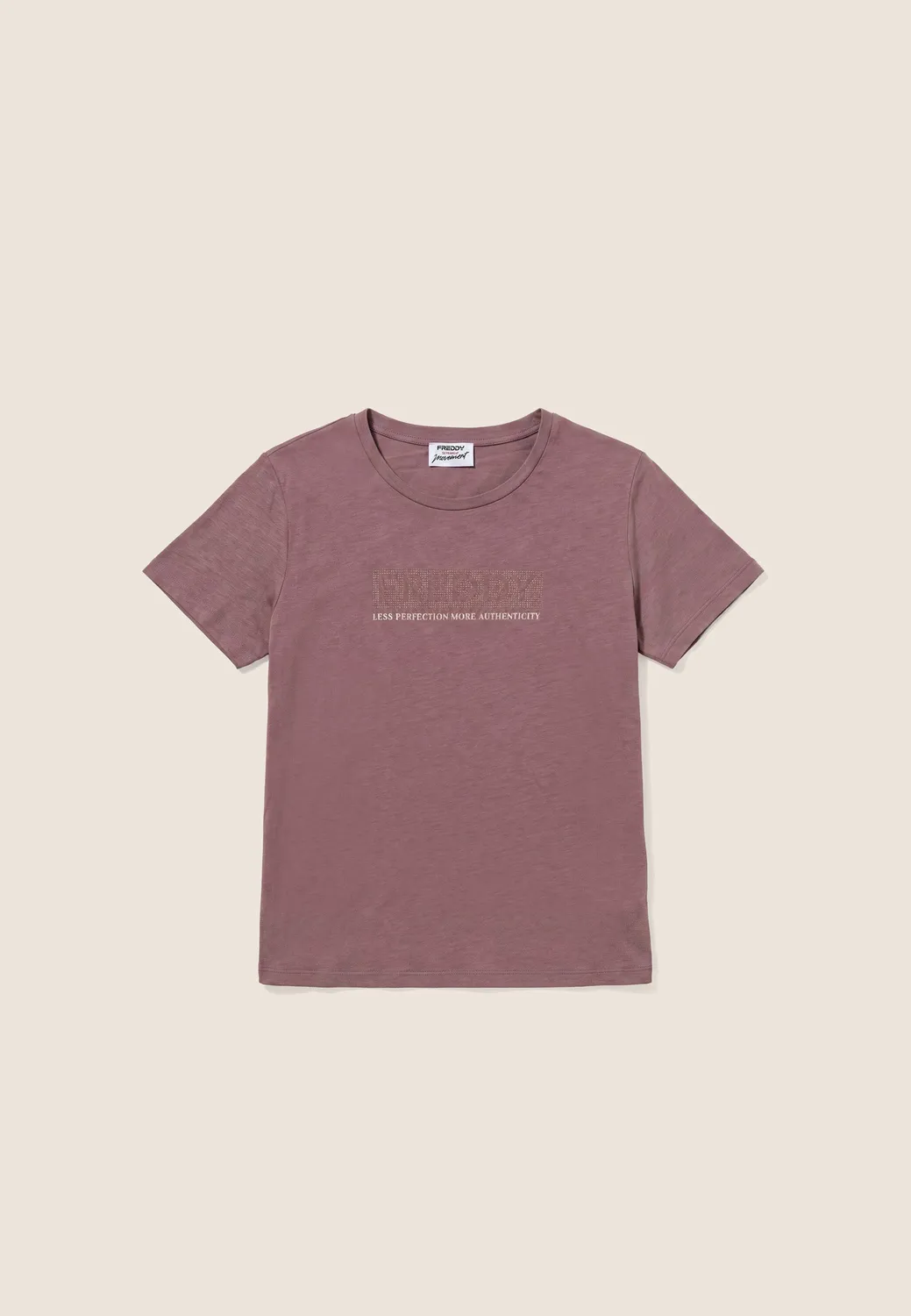 Freddy Regular Nieten-Logo T-Shirt Damen Schwarz Baumwolle