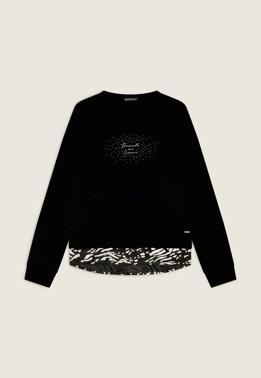 Freddy Zebra Sweatshirt Damen Schwarz XXS Golddruck