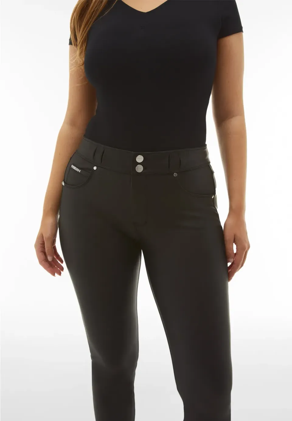Freddy N.O.W. Skinny Kunstlederhose Schwarz mittlere Leibhöhe