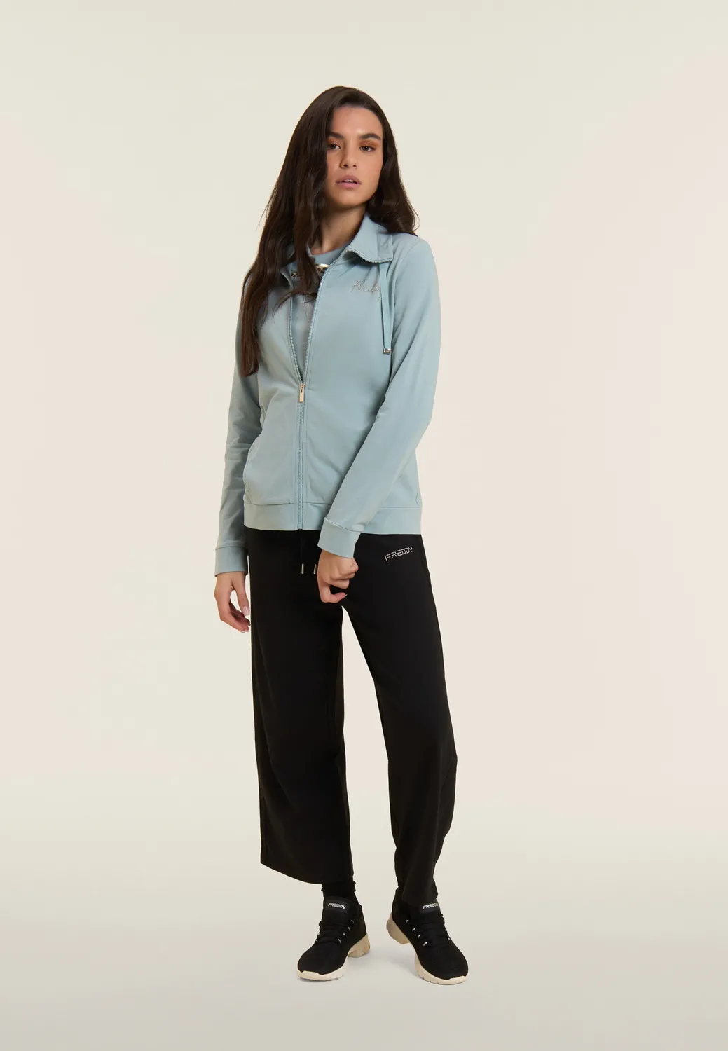 Freddy Zip-Sweatjacke Dark Denim hoher Kragen