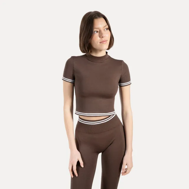 Smilodox Lunara Miriel T-Shirt Damen Schwarz Tailliert