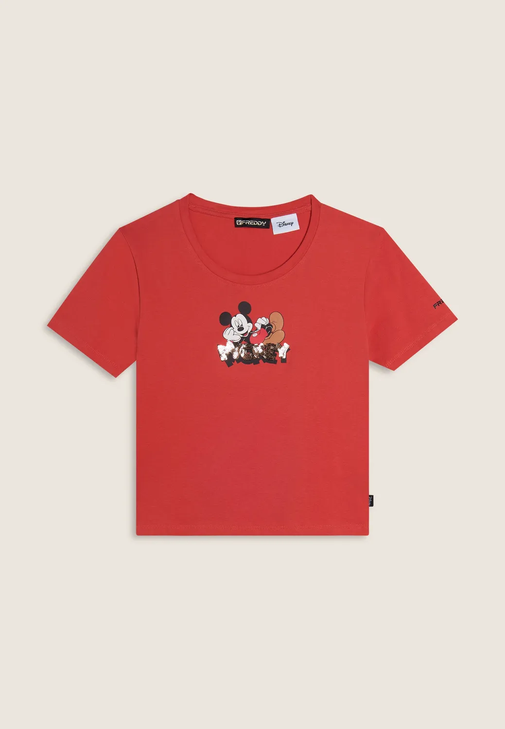 Freddy Mickey T-Shirt cropped Slim Schwarz