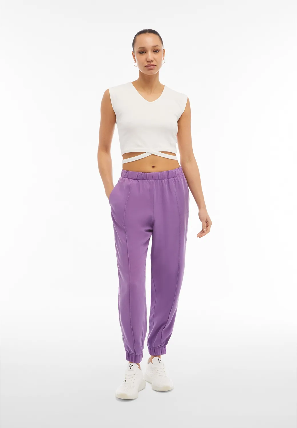 Freddy Twill Lyocell Hose Damen dunkelblau Bügelfalte