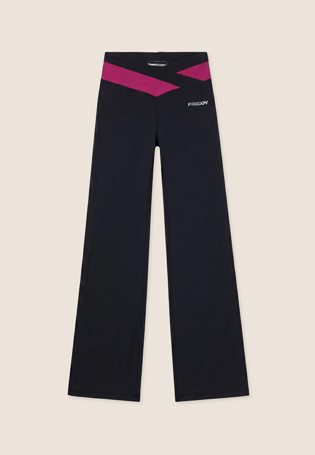 Freddy Flare Leggings hoher Bund Violett-Schwarz