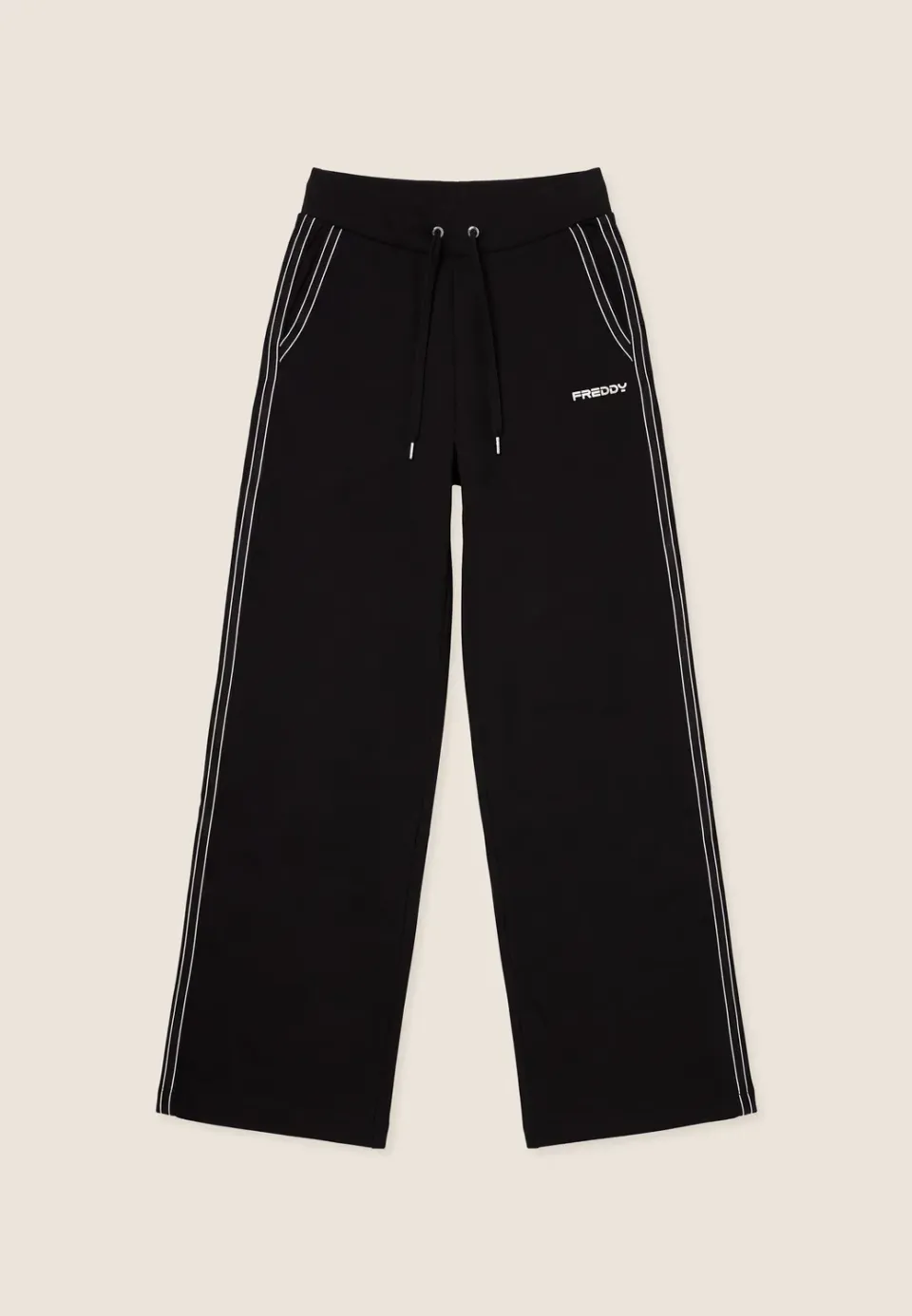 Freddy Comfort Sporthose schwarz weites Bein Perlenbande